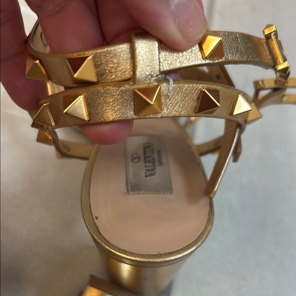 Valentino Gold Metallic Gladiator Sandals - Picture 8 of 16